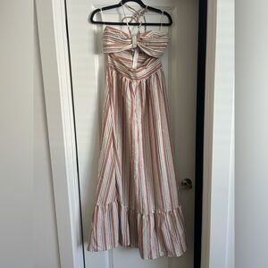 Halter Striped Maxi Dress